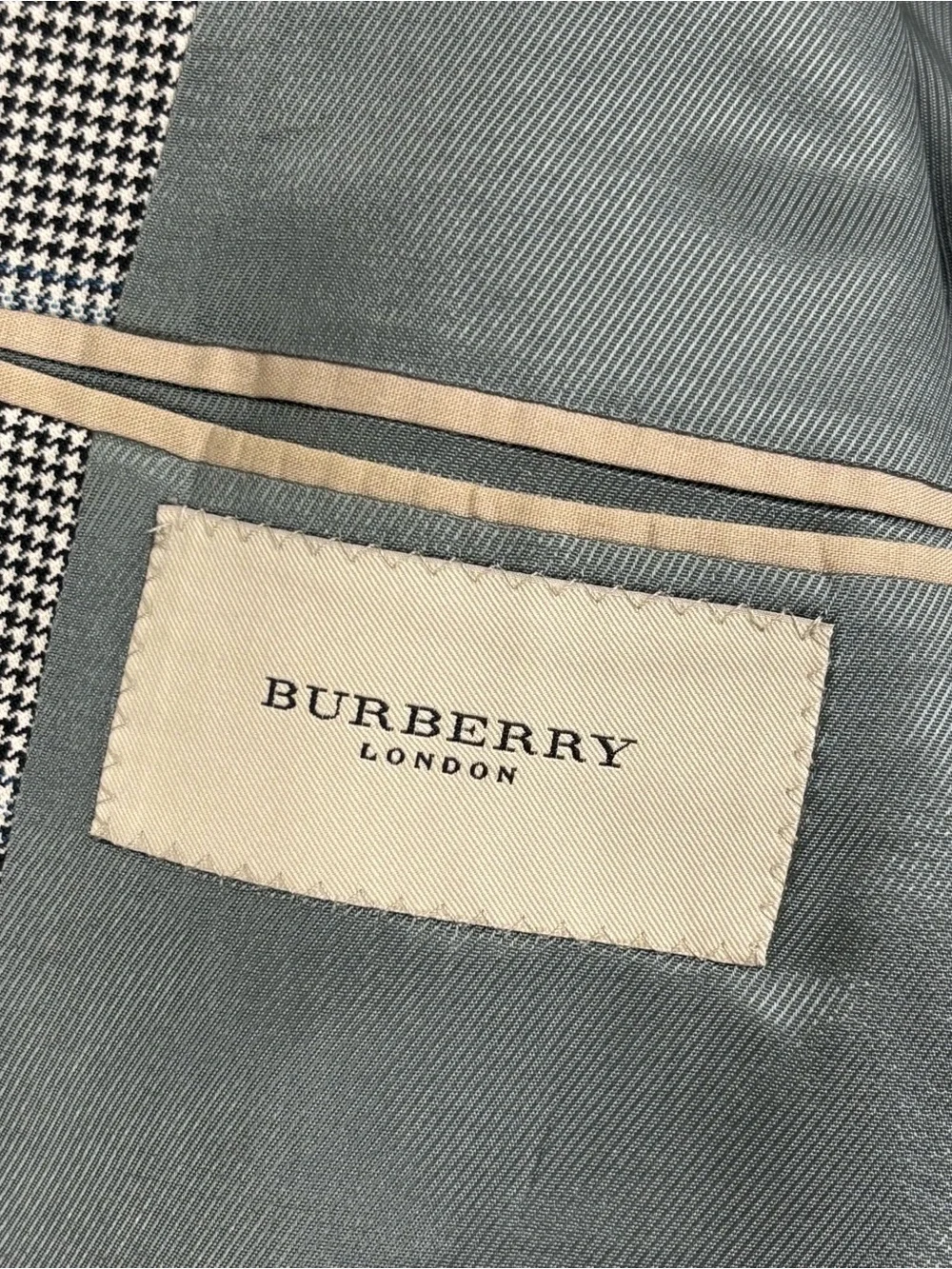 Burberry London Blazer Men 41R Gray Houndstooth Plaid Kensington Sport Coat Wool